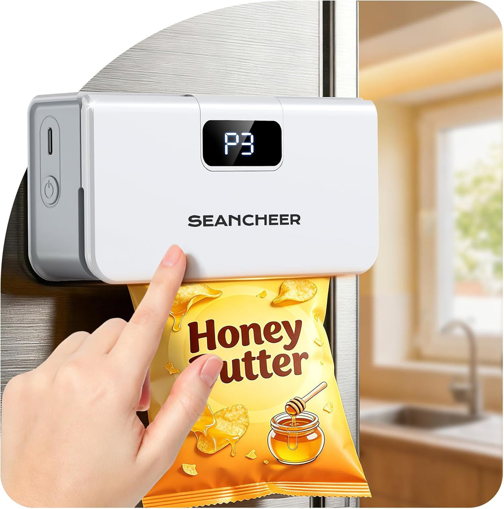 Rechargeable Mini Bag Sealer, 6 Heat Levels with Magnet & Cutter